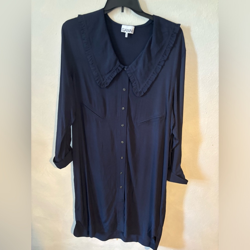 Navy Ripstop Midi Dress